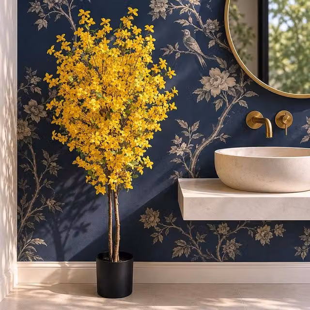Leaf Premium Artificial Forsythia Tree in Yellow, Height: 120 cm – 1