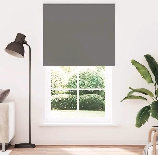 Berkfield Home Grey Blackout Roller Blind, Thermal Insulating Polyester, W: 125 cm, H: 210 cm