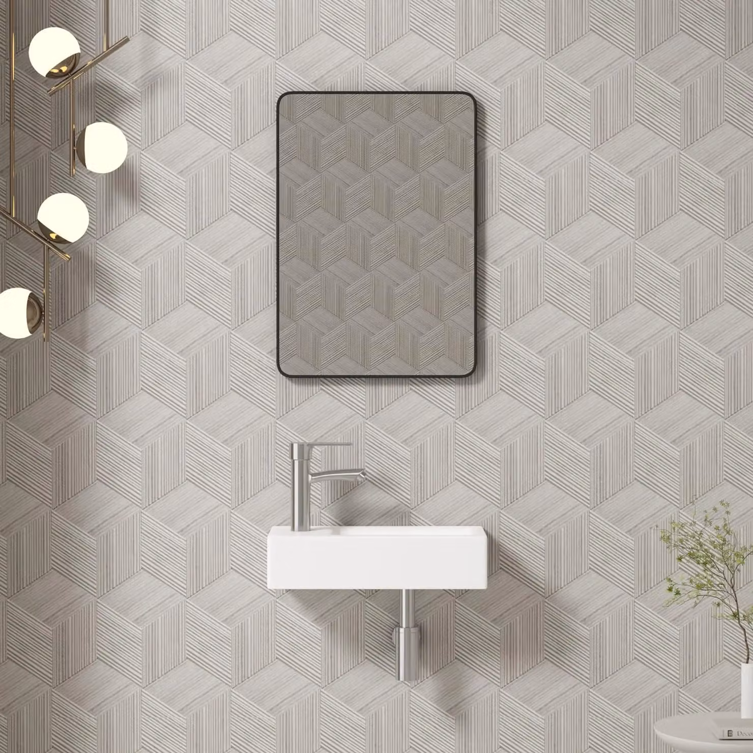 Dprodo Small Rectangular Wall Hung Ceramic Wash Hand Basin in White, W/D/H: 40 x 37 x 18 cm – 2