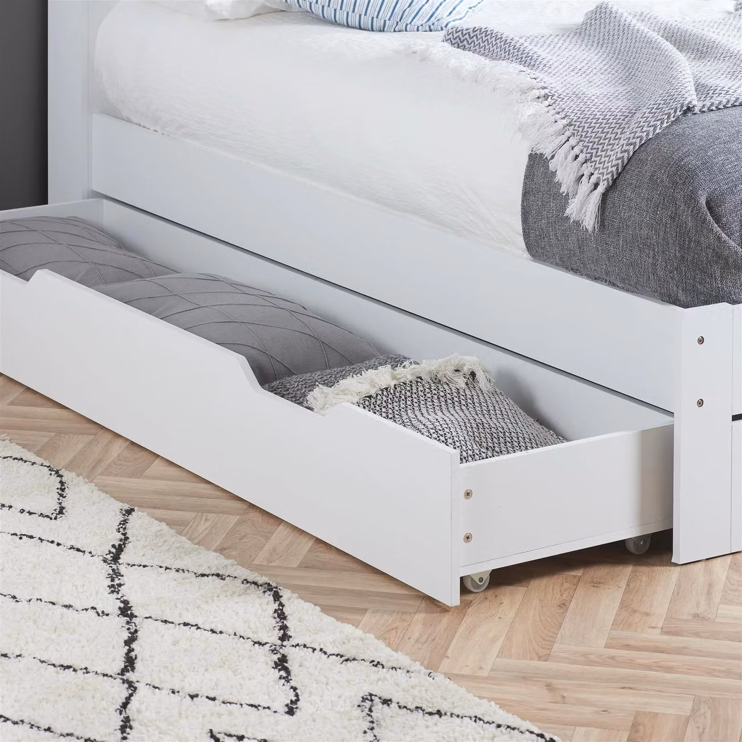 Birlea Alfie White Solid Wood Single Storage Bed Frame with Drawers W/D/H: 90 x 190 x 106 cm – 2