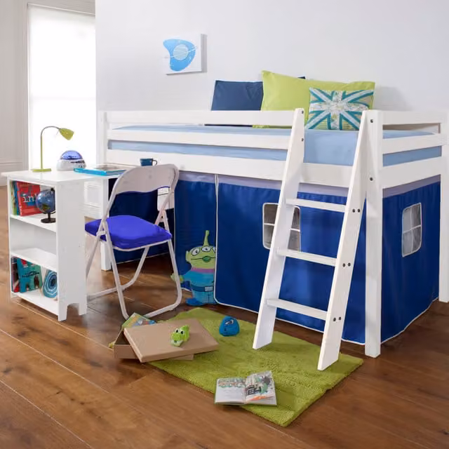 Noa and Nani Moro Mid-Height Cabin Bed with Desk and Side Compartments in White