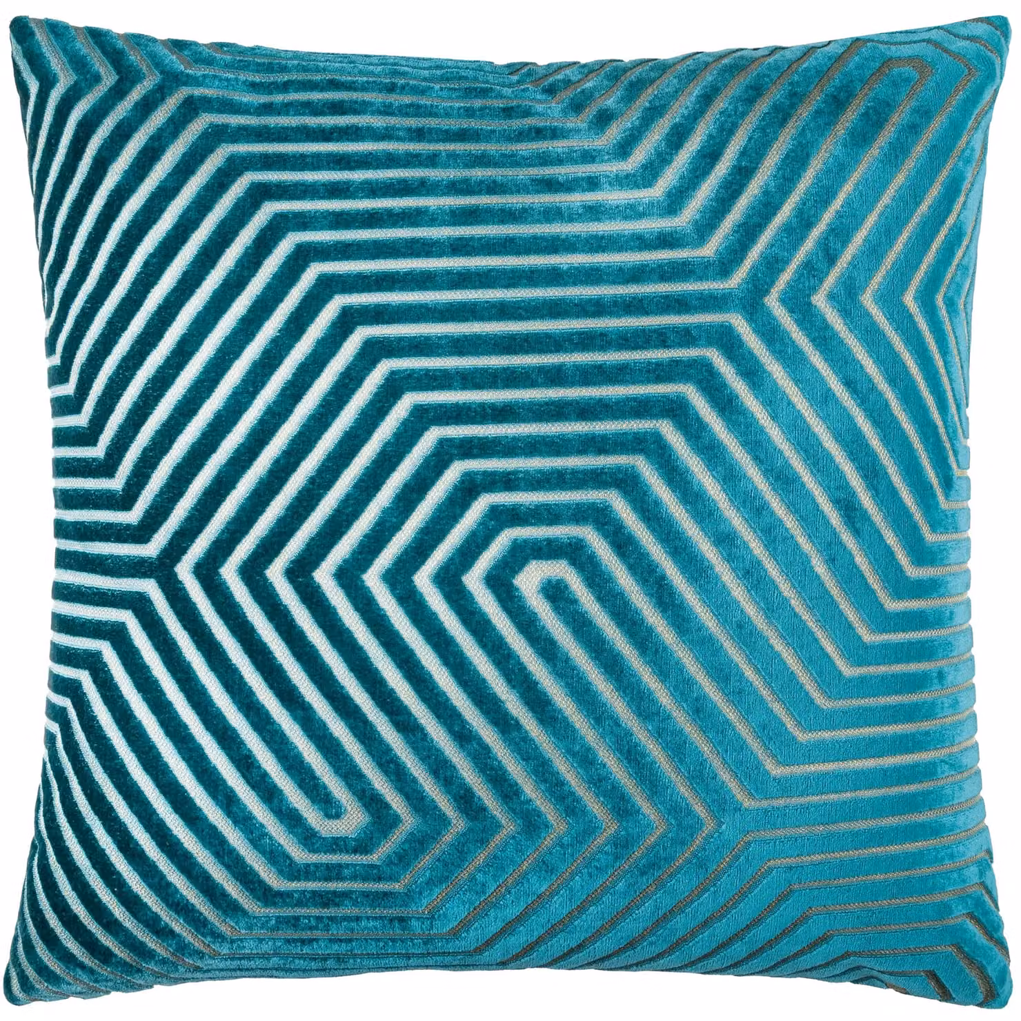 Paoletti Evoke Square Velvet Cushion in Petrol Blue, 55 x 55 cm – 2