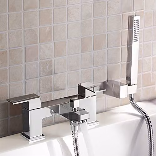 Nes Home Chrome Modern Single Lever Basin and Bath Shower Mixer Tap with Pop Up Waste in Silver – 2