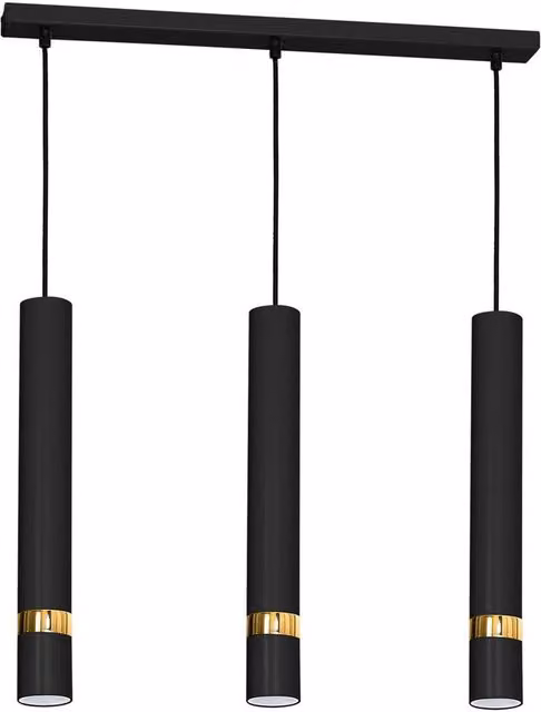 Milagro Joker Adjustable Suspended Pendant Lamp in Black and Gold/Brass with 3x GU10 LED Support