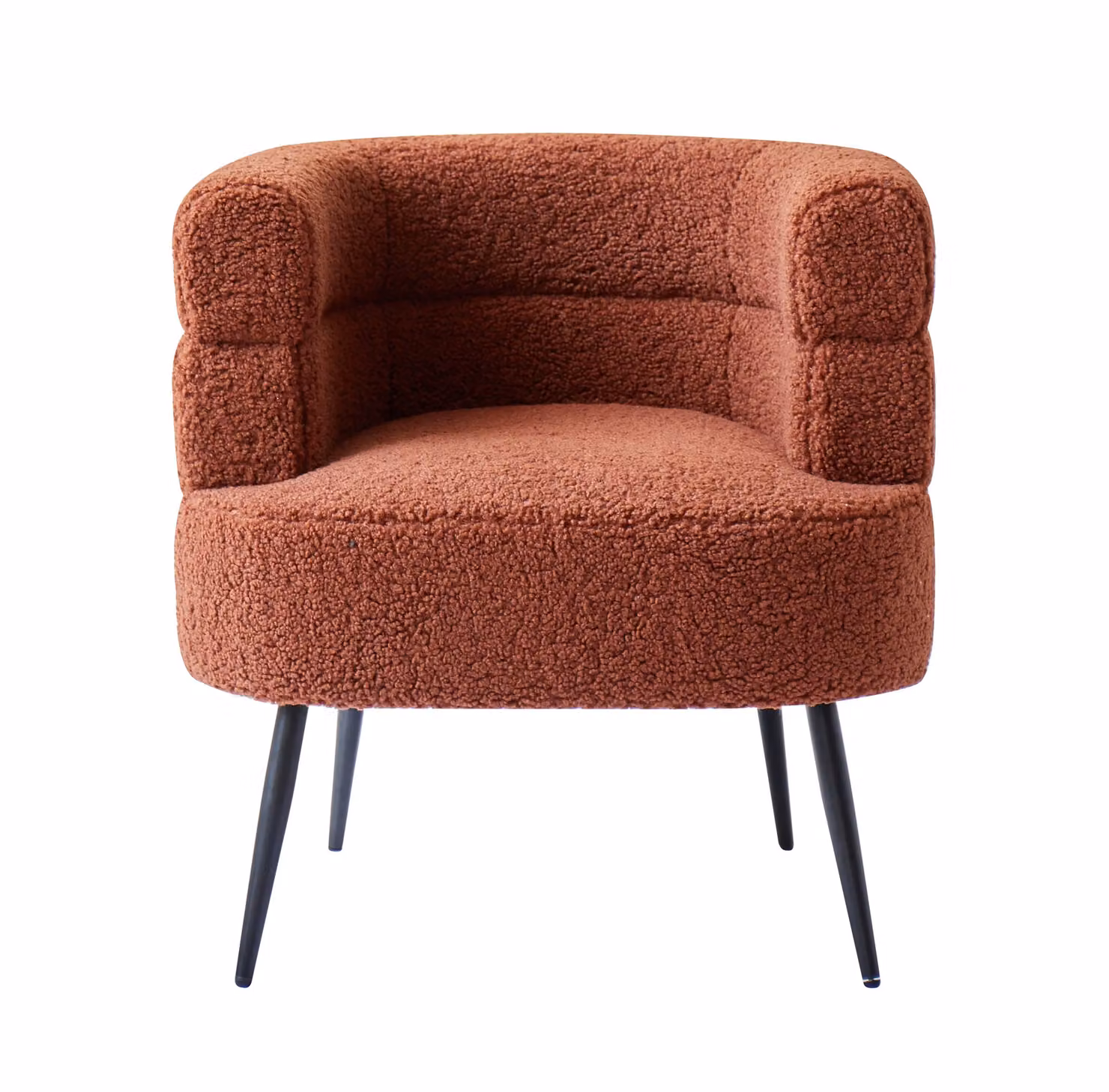 Nordlys Scandinavian Design Red Bouclé Tub Lounge Chair with Black Metal Legs – 3