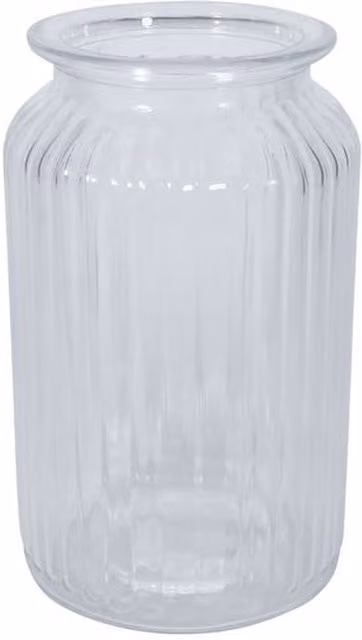 Kingsbury Gifts Ribbed Glass Tabletop Vase, Transparent, Height: 18.5 cm