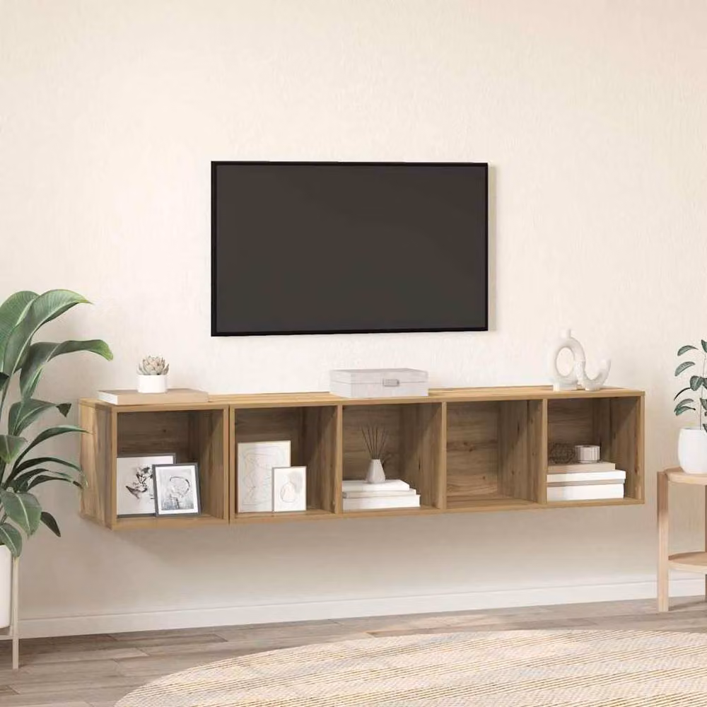 Berkfield Home 2-Piece Artisan Oak TV Cabinet Set in Brown, W/D/H: 37 x 37 x 142.5 cm – 2