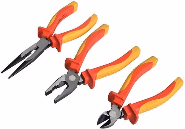 Faithfull 3 Piece Chrome Vanadium Combination VDE Pliers Set with Pouch, Multicolour