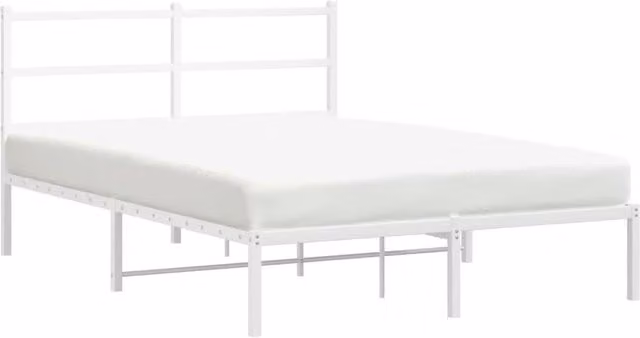 Berkfield Home Metal Bed Frame with Headboard, White, W/D/H: 140 x 190 cm