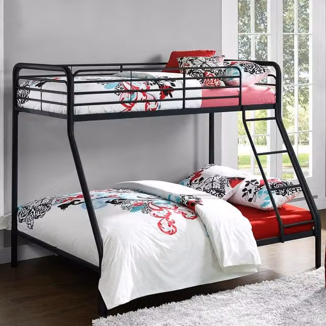 Dorel Modern Metal Single and Double Bunk Bed in Black