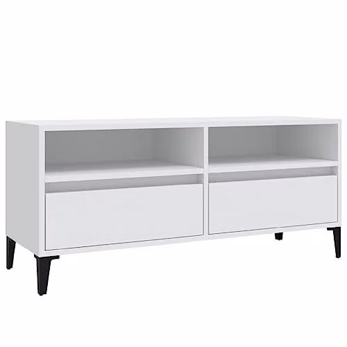 vidaXL Industrial TV Cabinet in White, W/D/H: 100 x 34.5 x 44.5 cm