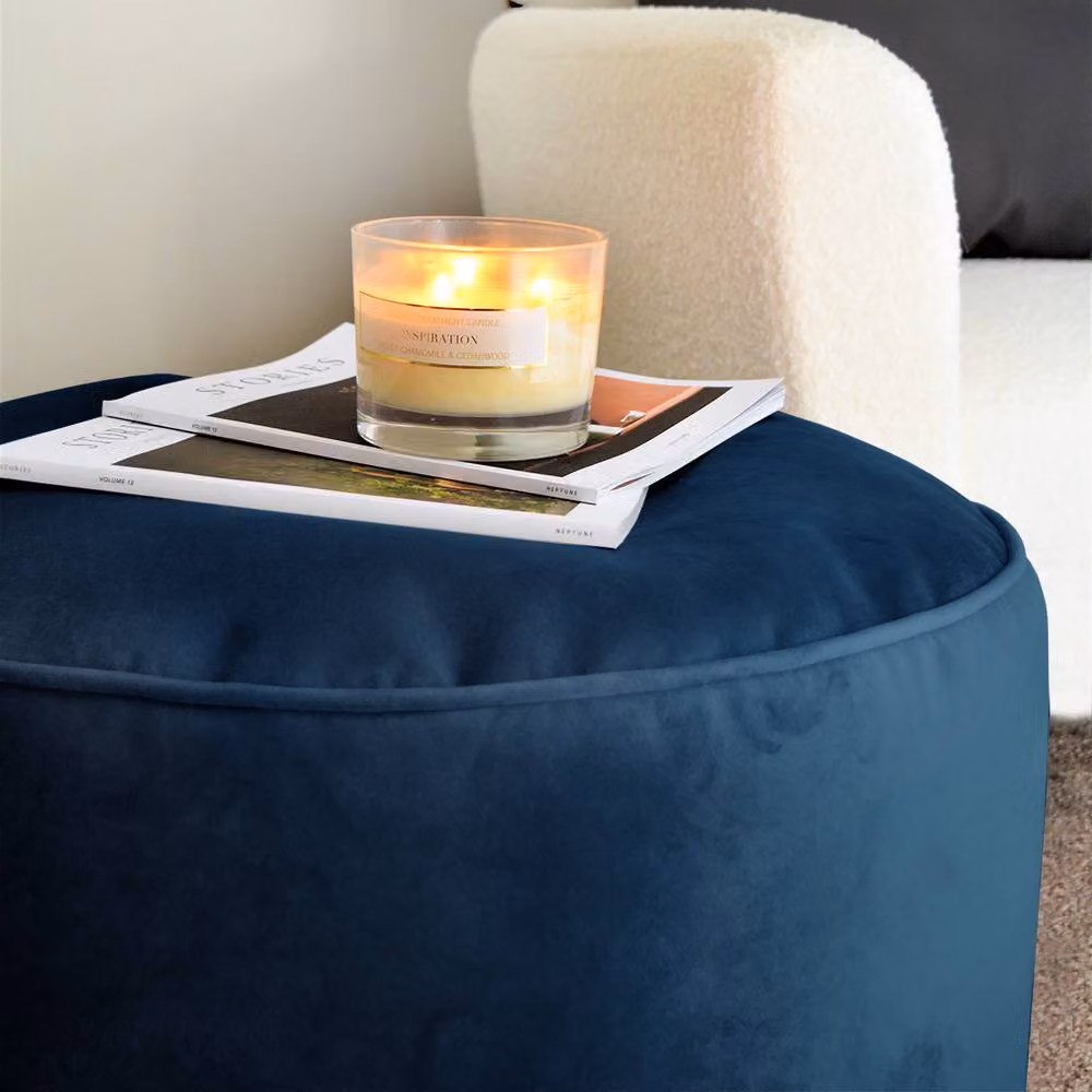 rucomfy Velvet Pouffe Indoor Bean Bag Footstool in Dark Blue – 2
