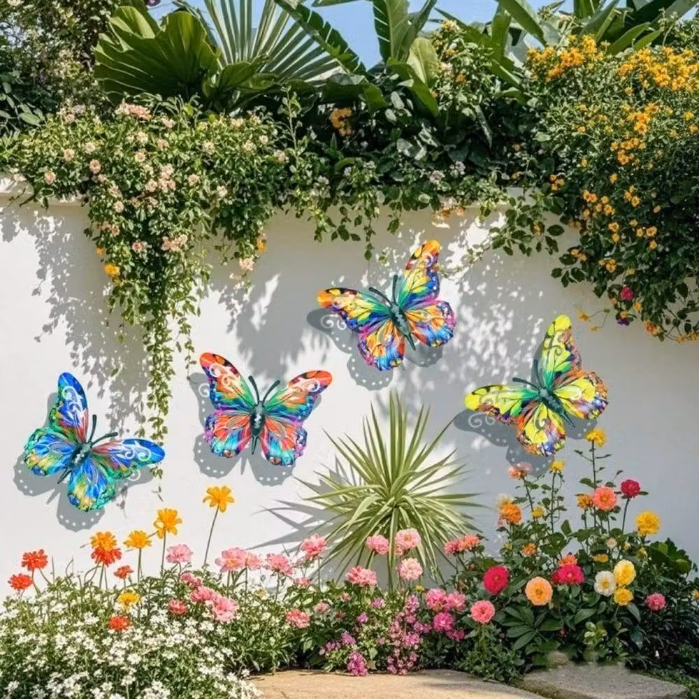 EONLION 4-Piece Multicolour Metal Butterfly Wall Art Sculpture, 100 cm – 3