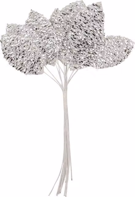 True Moments Glitter Leaves with Stem in Silver, Gold and White
