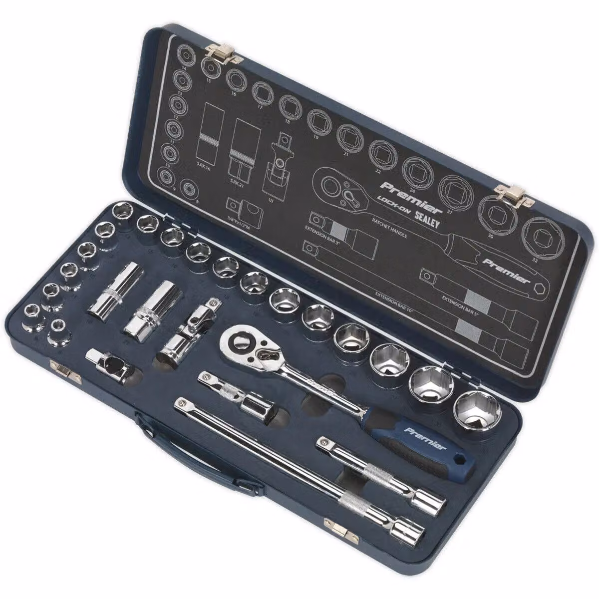 Loops 26 Piece 1/2 Inch Metric Socket Set with 6 Point Lock-On Rounded Heads in Silver and Multicolour – 4