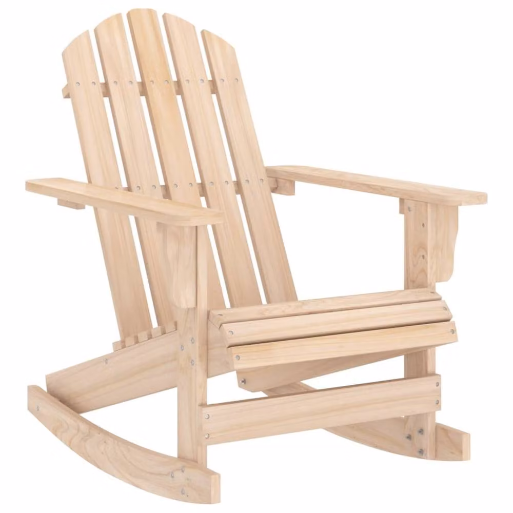 Berkfield Home Garden Adirondack Rocking Chair in Natural Solid Wood