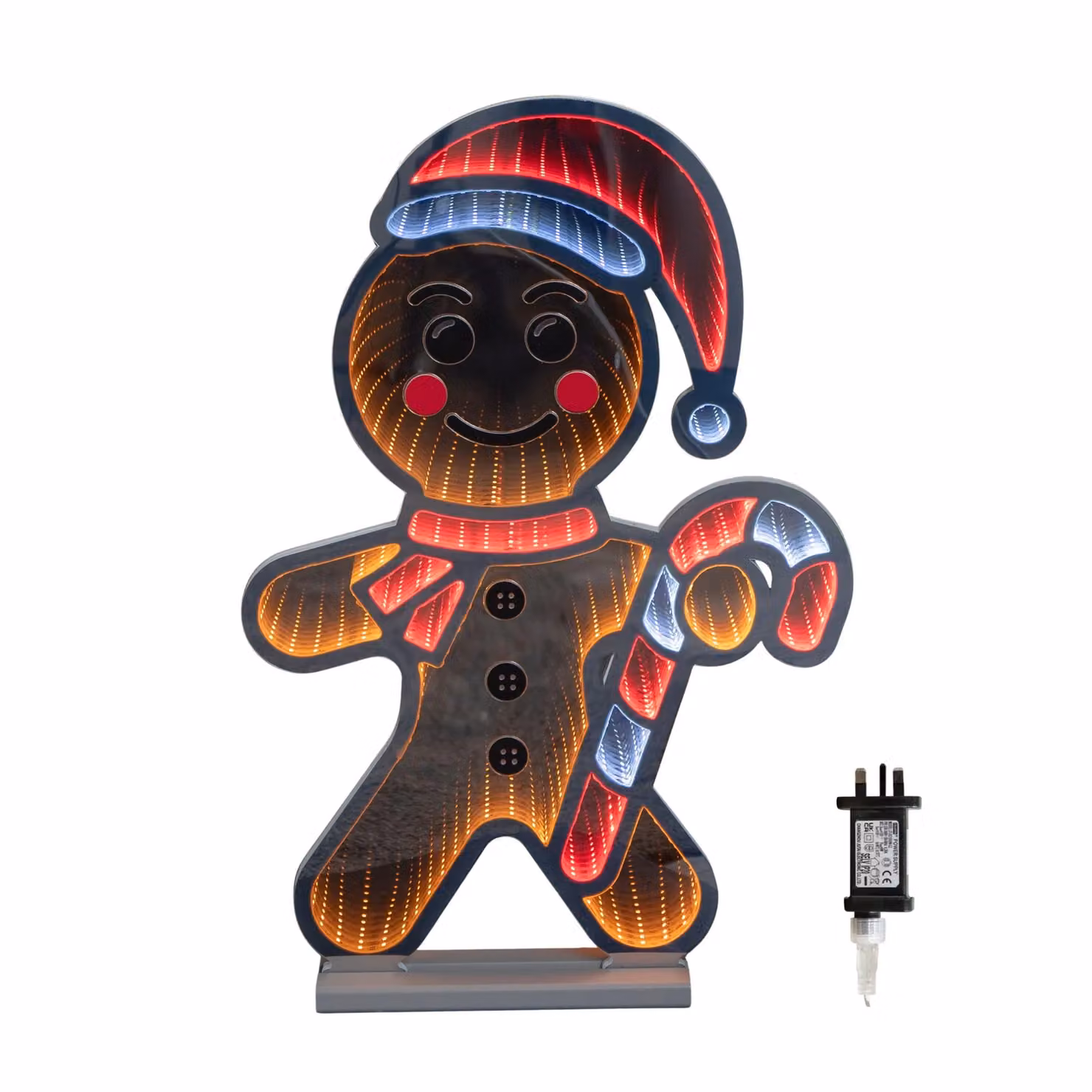 Samuel Alexander 60cm Light up Gingerbread Man Infinity Christmas Decoration with LEDs in Orange, Red and White – 3
