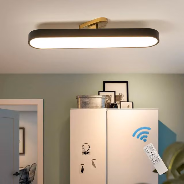 Garwarm 24W Black Wraparound Acrylic Linear LED Dimmable Ceiling Lamp with Remote Control – 1