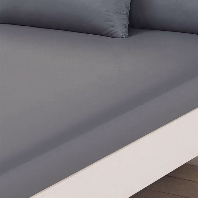 Brentfords Non-Iron Microfibre Fitted Bed Sheet in Grey, 200 x 200 cm