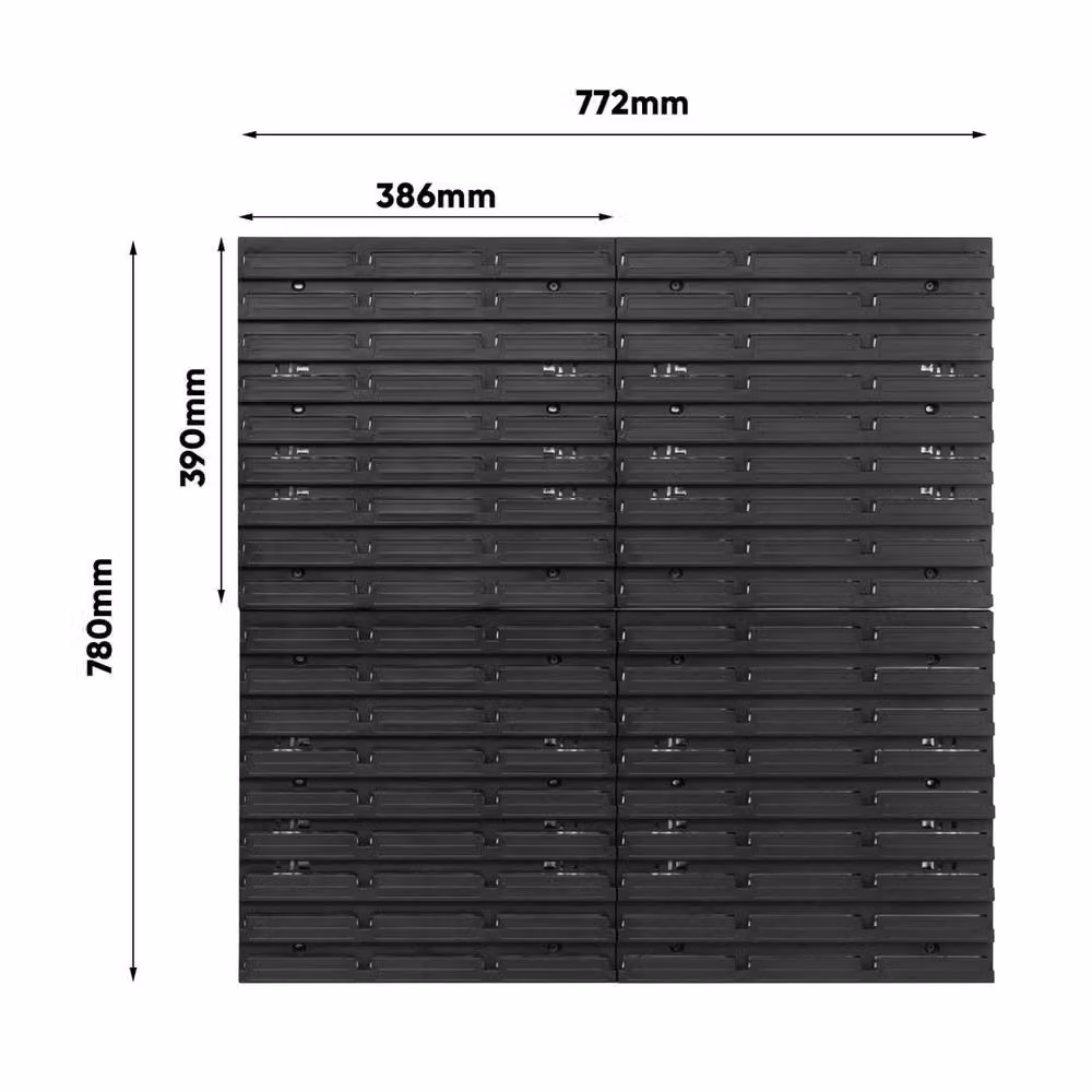 Havendro Wall Mounted Plastic Tool Peg Board in Black and Multicolour, W: 772 mm x H: 780 mm – 2