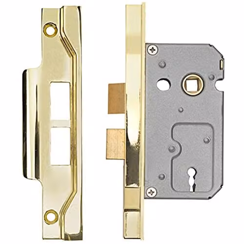 Loops 64mm 2 Lever Contract Rebated Sashlock with Square Forend in Electro Brassed Gold