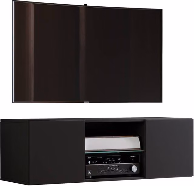 VCM Jusa Modern Wood TV Lowboard in Black, W/D/H: 115 x 40 x 36 cm – 1