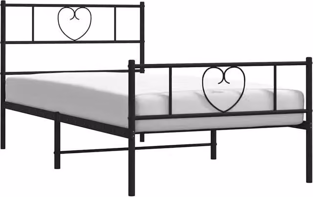 Berkfield Home Metal Bed Frame with Headboard and Footboard in Black W/D/H: 100 x 200 cm