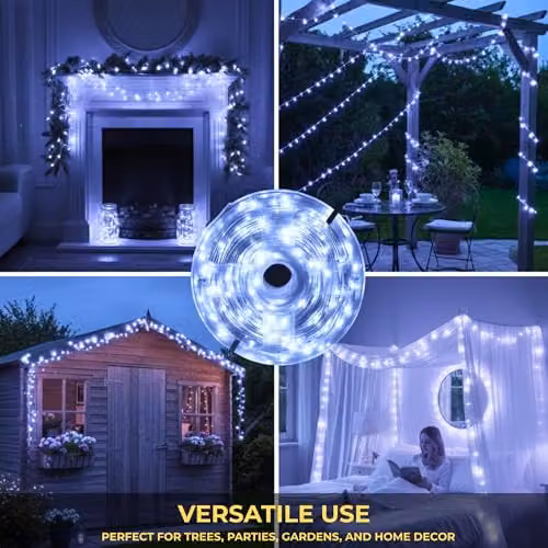 Shatchi Cool White LED Fairy String Lights with Timer, 500 LEDs, 50m, IP44 Waterproof for Indoor and Outdoor Use – 4