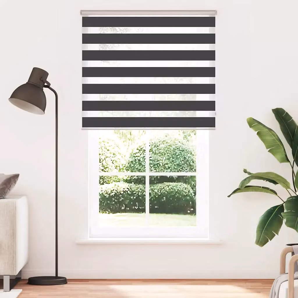 Berkfield Home Black Zebra Day and Night Blind, W: 130 cm, H: 200 cm – 2