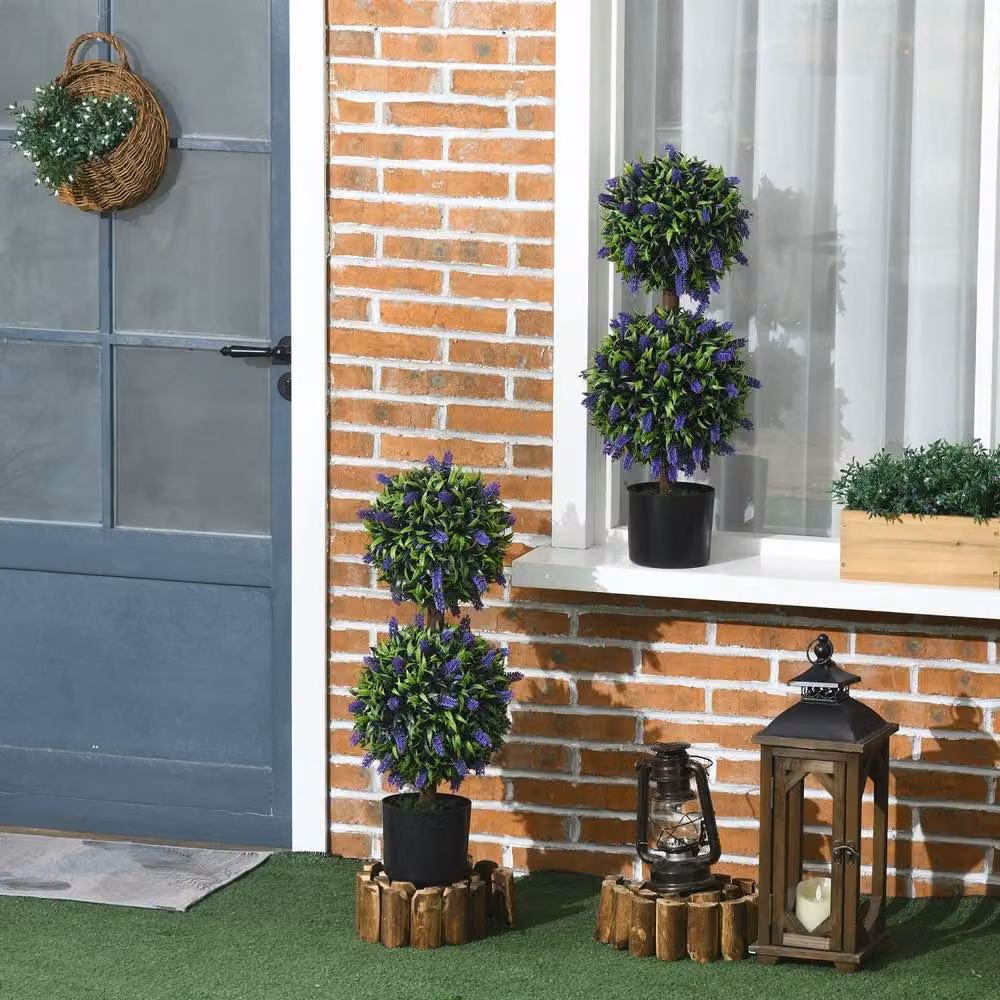 Wyld Haus Vevayo Set of 2 Artificial Lavender Ball Trees in Green Decorative Pots – 7