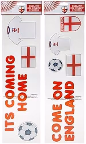 England Gel Window Sticker Decoration with Football and St George's Flag Design, Multicolour, W: 15 cm, H: 55 cm