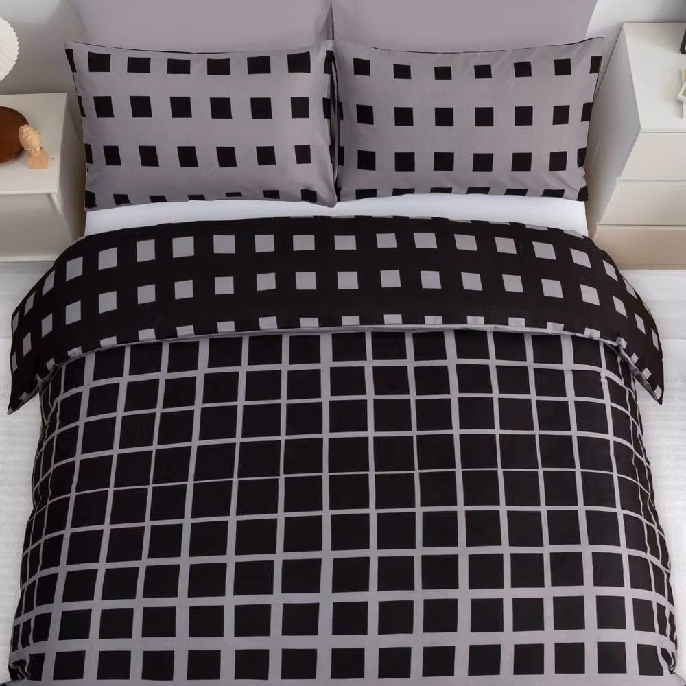 Pamposh Grey Reversible Microfibre Duvet Cover Set, W/D/H: 200 x 200 cm – 3