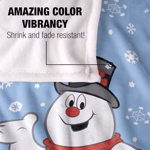 LOGOVISION Frosty The Snowman I Love Snowdays Super Soft Silky Touch Fleece Throw Blanket, Multicolour, W/D/H: 91 x 147 x 1 cm – 2