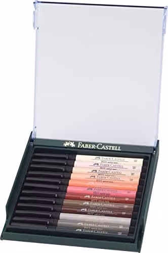 Faber-Castell PITT Artist Brush Pens with India Ink, Multicolour, Set of 12 – 2