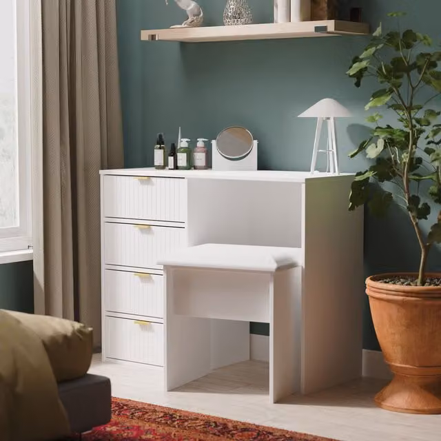 2 U Bexley 4 Drawer Vanity in White and Gold – 1