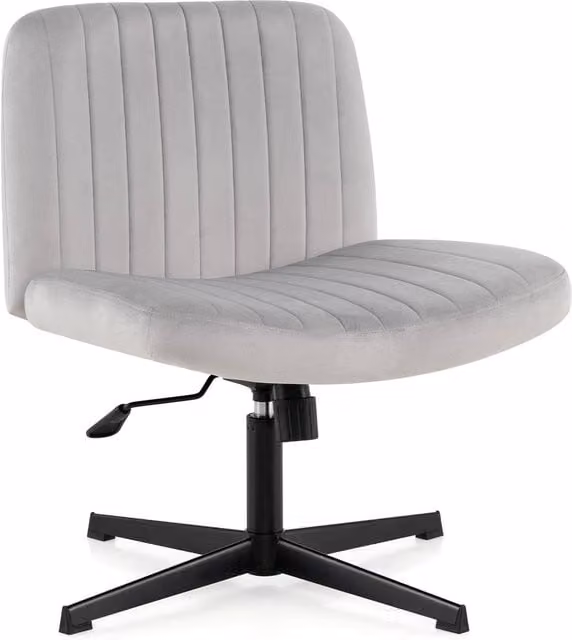Gymax Armless Velvet Swivel Vanity Chair in Grey