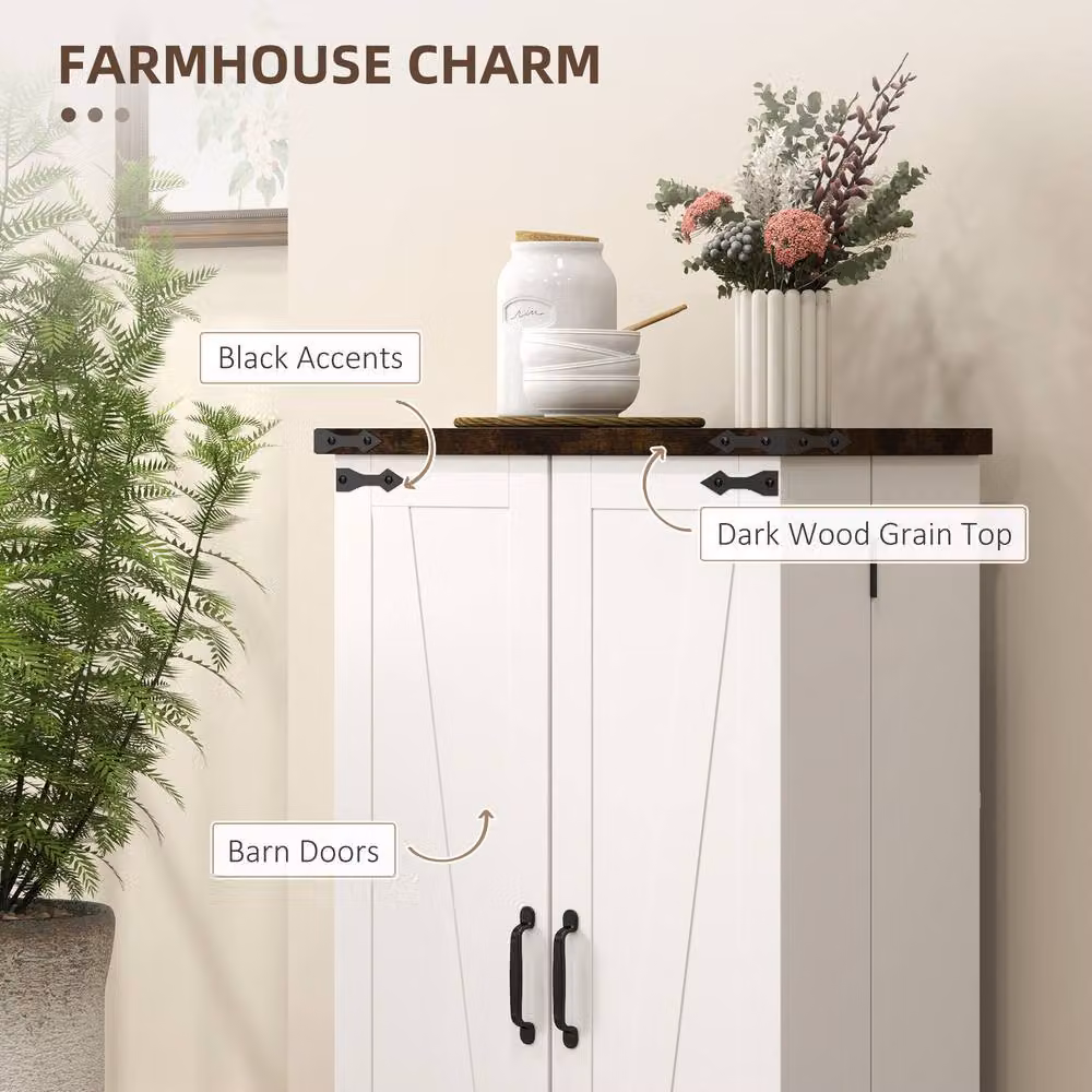 STILVORA Freestanding Kitchen Storage Cabinet with Hinged Doors and Internal Shelves in White and Wood Effect – 4