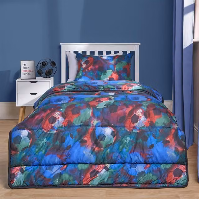 OHS Single Football Themed Coverless Duvet and Pillowcase Set, 10.5 Tog, Multicolour Microfibre, W/D/H: 135 x 200 cm – 3