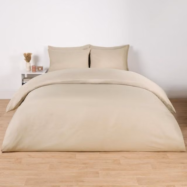 Brentfords Reversible Plain Microfibre Bedding Set with Pillowcase in Beige and Yellow, 200 x 200 cm