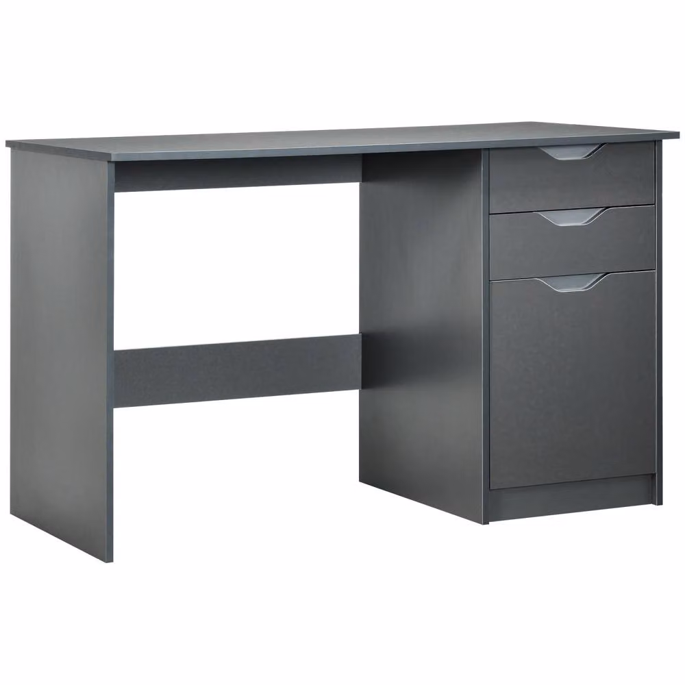 Wyld Haus Sareco Modern Glossy Grey Writing Desk with Storage and Drawers, H 120 cm x W 76 cm x D 60 cm – 2