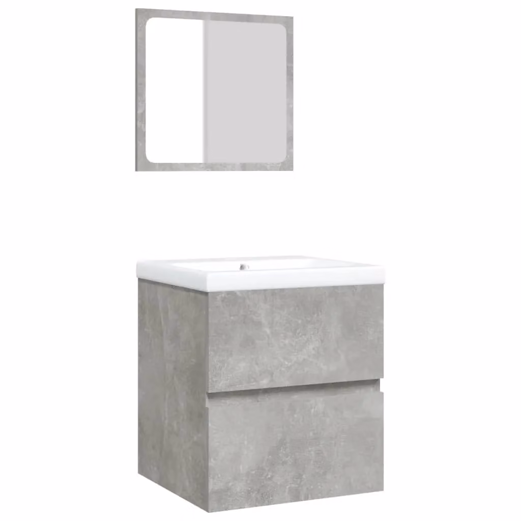 Berkfield Home Wall Mounted Bathroom Sink Cabinet with Basin and Mirror in Matt Concrete Grey – 2