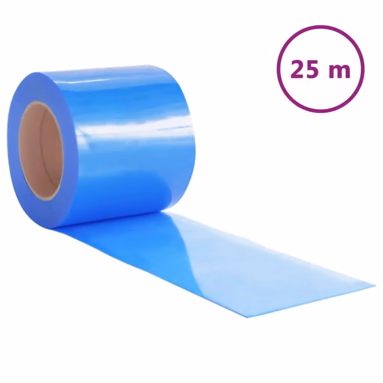 Berkfield Home Blue PVC Door Curtain Strips, 200 mm x 1.6 mm, 25 m