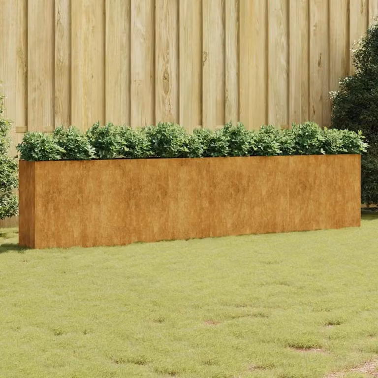 Berkfield Home Garden Corten Steel Raised Bed in Brown, W/D/H: 360 x 40 x 80 cm