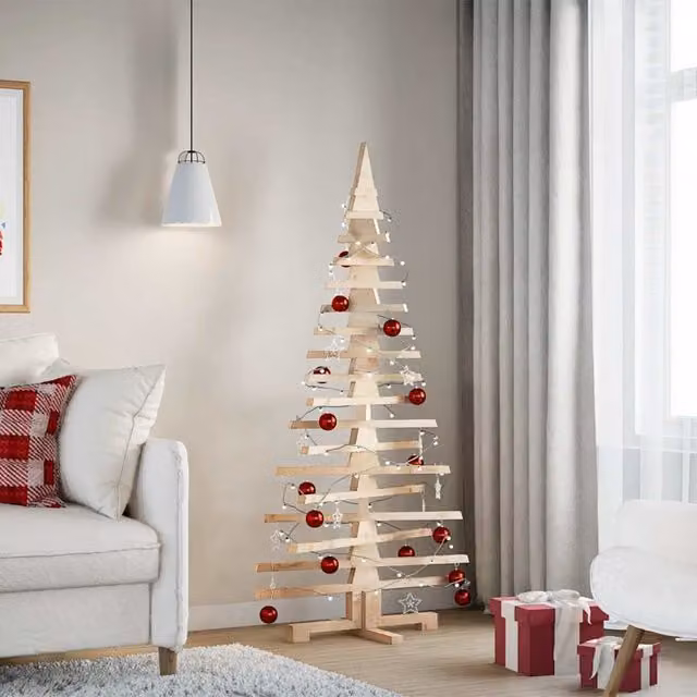 Berkfield Home Rustic Brown Solid Wood Pine Christmas Tree, Height: 150 cm