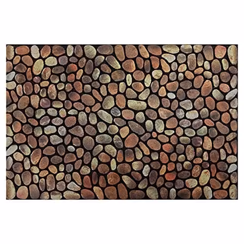 Nicoman Pebble Stone Pattern Rectangular Doormat, Brown, W/D/H: 60 x 40 x 1 cm