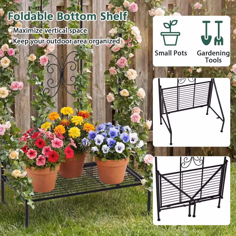 Costway 2-Pack Black Metal Freestanding Garden Trellis Vine Fence for Climbers, Height: 190 cm – 6