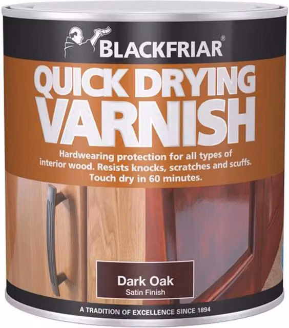 Blackfriar Duratough Quick Dry Water Based Wood Varnish in Dark Oak Brown, 250ml