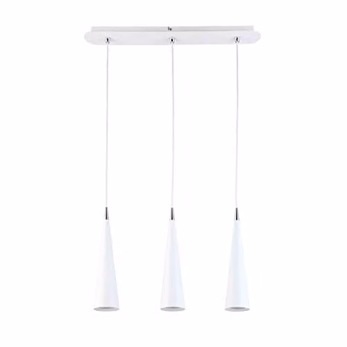 Netlighting Modern White 3-Light Suspended Pendant Light with Metal Cone Shades and GU10 LED Compatibility