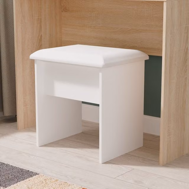 Ready Assembled 2 U Bexley Stool in White with Gold Metal Frame – 1