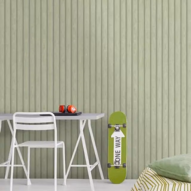 Holden Decor Green and Grey Striped Wood Slat Hanging Decor